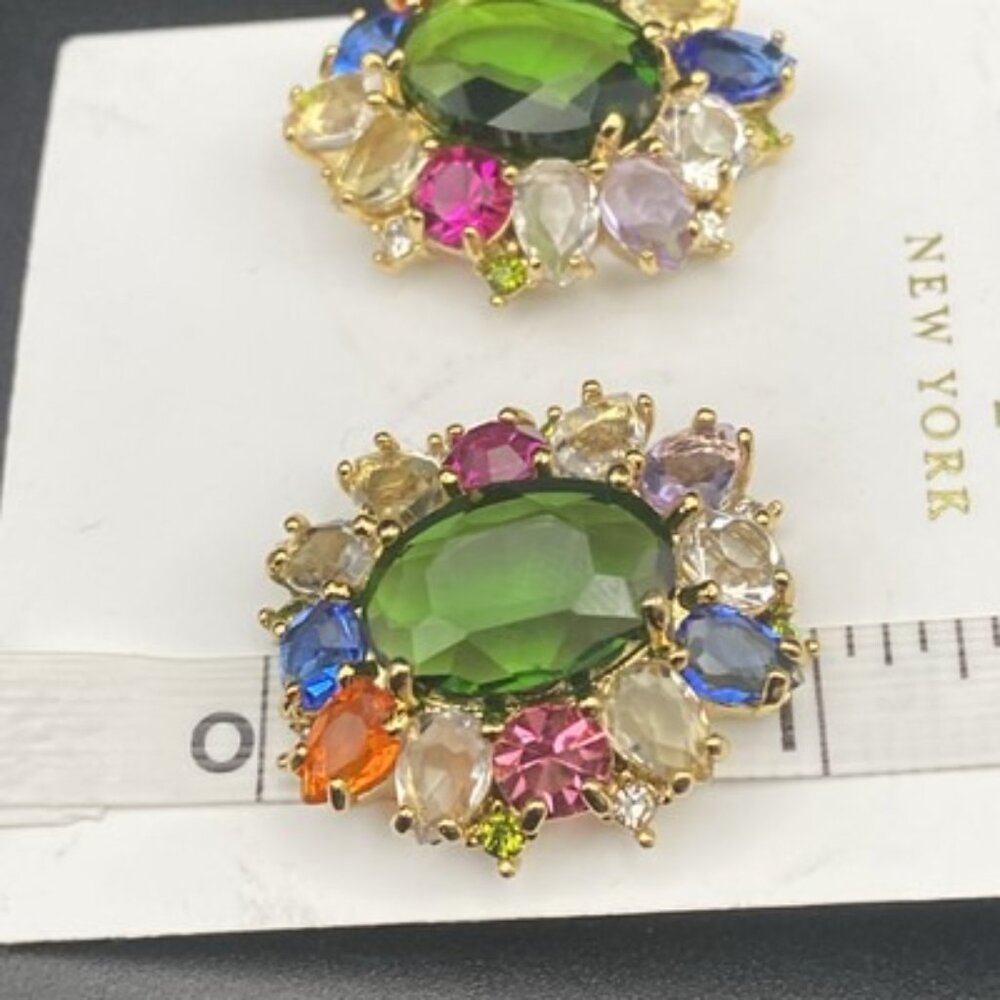 Kate Spade Candy Shop Cluster Studs Crystal Multicolor Facet Party Gold Tone 1" - Picture 7 of 7